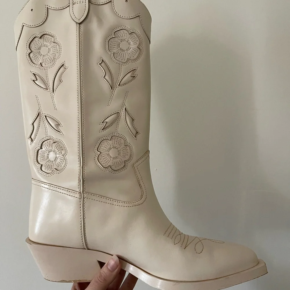 Coach Aria Chalk Floral Embroidered Women's Boots - Picture 7 of 8